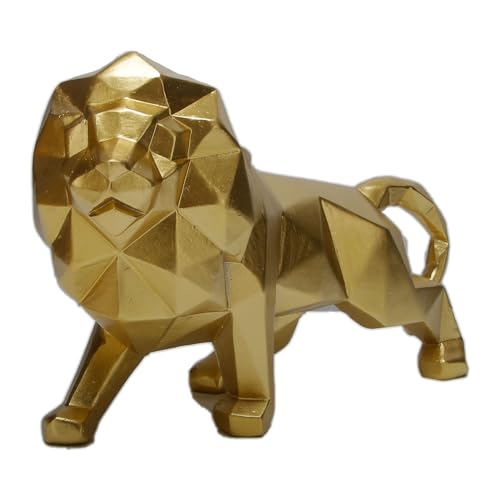 Escultura León Dorado Abstracta Geométrica para Decoración miniatura 2