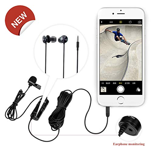 Image of Boya BY-M1 Pro Omnidirectional Lavalier Condenser Microphone with Gain control, Headphone-out, Noise cancellation for iPhone Android Smartphone DSLR Camera Camcorder Audio Recorder YouTube(20ft Cable)