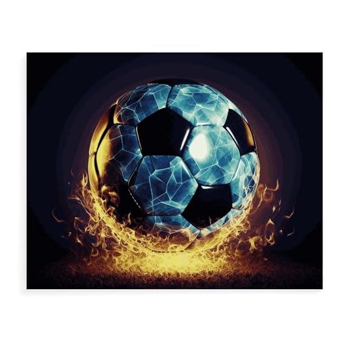 Peinture par numéros football encadré, le cadeau idéal de 40x30 cm pour adulte