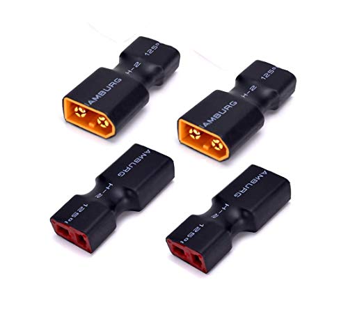 4pcs XT60 a Deans T Enchufe Conector Macho Hembra Adaptador sin Cables para RC LiPo batería ESC
