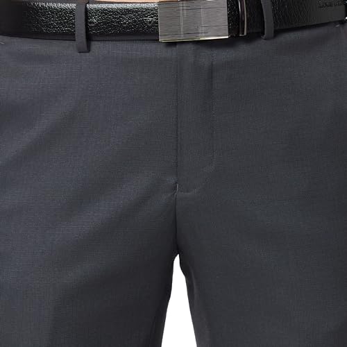 Image of Raymond Men's Slim Fit Polyester Blend Checks Pattern Flat Front Formal Trouser