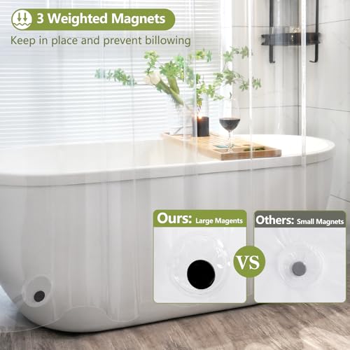 Seenus PEVA Clear Short Shower Curtain Liner 60 x 66 inch, Transparent Shower Liner Weighted with 3 Large Magnets, Bpa-Free Waterproof Plastic Shower Curtain for Bathroom by Seenus - Used condition - Image 2