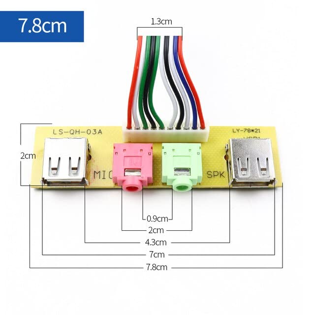 SuperCart 7.8 CM PC Computer Case Front Panel USB Audio Port Mic Earphone Cable Line (7.8 CM)(Black) - Image 2