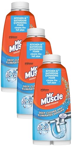 Mr Muscle Drain Foamer, Drain Cleaning Foam to Unblock & Eliminate Odour, 500 ml (Pack of 3)