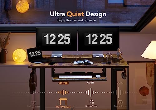 Image of Claiks Standing Desk 48 Inch with Keyboard Tray Rustic Brown