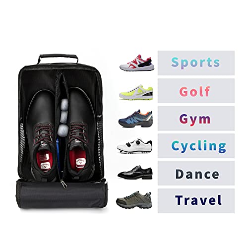 Yueaglesky Shoes Bag For Outdoor Sport Travel Golf Waterproof Shoe Pouches Organizer With Zippered Mesh Breathable(Black) #TOP2