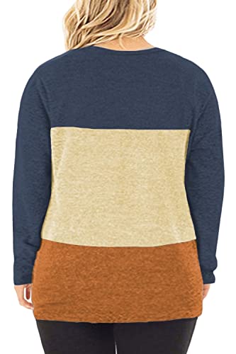 Image of DOLNINE Womens Plus Size Knotted Tops Long Sleeve Tee Shirts Loose Casual Blouse