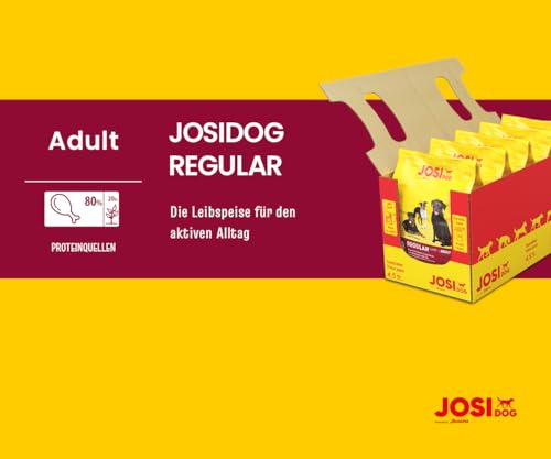 JosiDog Regular (5 x 900 g) | Adult | Premium Trockenfutter für ausgewachsene & aktive Hunde | mit viel tierischem Protein | glutenfrei | Powered by JOSERA | Hundefutter | Alleinfutter | 5er Pack