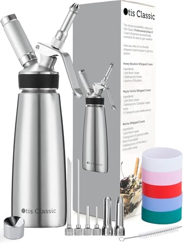 304 Stainless Steel Whipped Cream Dispenser, 500ml w/ 3 Decorating Nozzles, 4 Injector Tips & 6 Coloured Grips – Commercial-Grade Quality for Home Chefs
