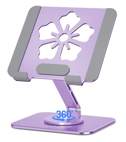 Image of Rotating Tablet Stand for Desk, Aluminum Tablet Holder, Purple