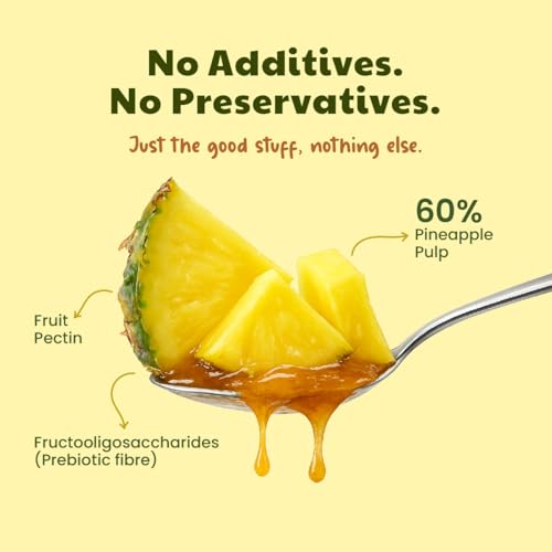Image of Sweetmate Pineapple Jam - 220g | No Added Sugar | 100% Pure Fruit Pulp & Healthy Fiber | No Preservatives, Colors & Artificial Flavors | Diabetic & Keto Friendly Jam (Pack of 2)