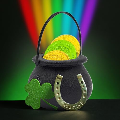 Chochkees Black Candy Cauldron Kettles, Party Decoration Supplies, St. Patrick's 3" Inches (24-Pack) Witch Cauldron, Candy Bucket