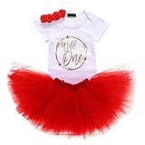 IBTOM CASTLE Baby Girl 1st Birthday 3pcs Crown Floral Boho Clothes Headband & One Piece Bodysuit...