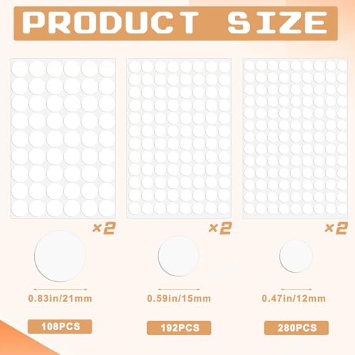 580 Stück Schraubenabdeckung Weiss Bohrloch Aufkleber Selbstklebend 12mm/15mm/21mm Schrauben Abklebepunkte Schraubenloch Aufkleber Pvc für Schreibtische Möbel Schrankloch Reparaturen