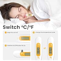 Digitales Fieberthermometer, Rektal, Oral, Achselthermometer Fieber Thermometer für Baby Kinder Erwachsene, Genaue und Schnelle Ablesungen, Wasserdichte Sonde, orange – Ansicht 6