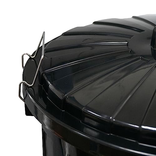 HRB Maxitonne Liter, Tonne aus stabilem Hartplastik, abnehmbarer Deckel mit Metallverschlüssen, geeignet für Wäsche, Spielzeug oder als Mülleimer Küche (Schwarz, 50 Liter)