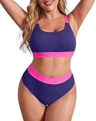 Dark Blue/Hotpink Plus Size Swimsuit