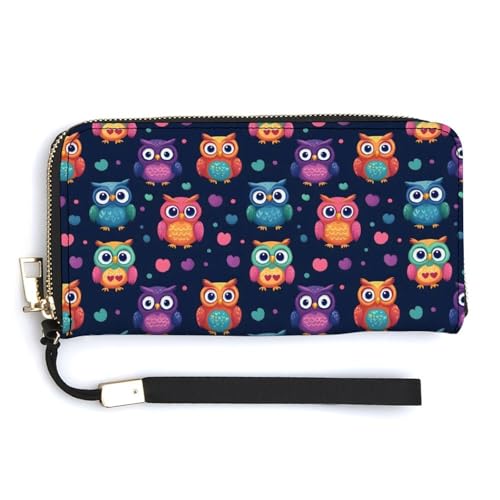 Portefeuille en cuir femme petit sac à main fermeture éclair hibou