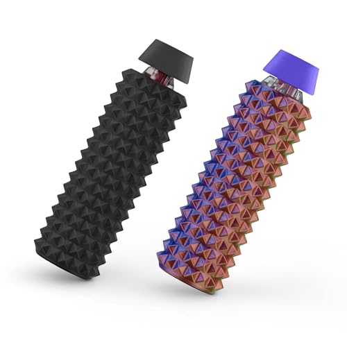 Image of Distractibles Spike Roller Clicker, Tactile Pain Stim Fidget with Clicker Switch, Pain Stimulation Roller with Lanyard (Black + NEON Harmony)