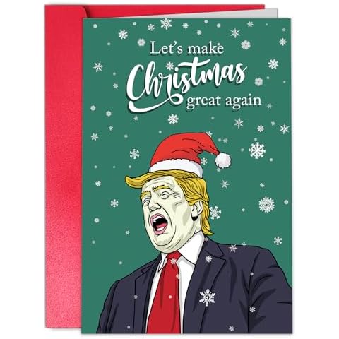 TQDaiker Funny Trump Christmas Card for Friend, Humor Trump Xmas Gift Card for Family Numbers, Let’s Make Christmas Great Again Card for Him Her Cover