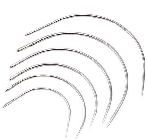 100 Stück C-förmige Nadeln Gebogene Nadeln Weben Sticknadel Gebogen Buchbindernadeln Kleine Gebogene Perücken Haar Leder Teppich Haken Nähnadeln Leinwand Handnadeln Cover