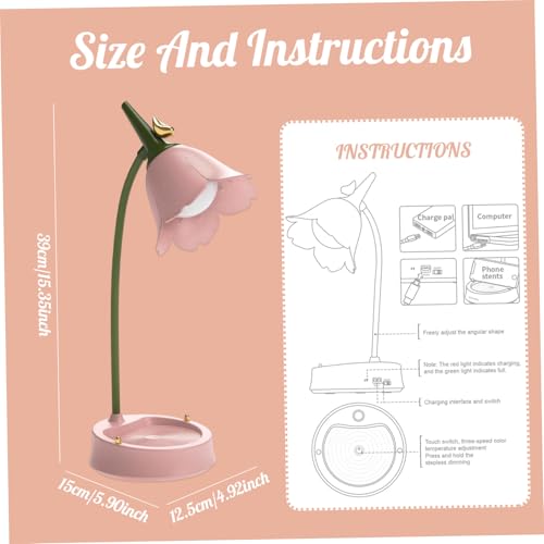 Lampe de table à fleurs LED rechargeable avec porte-stylo tactile - 7