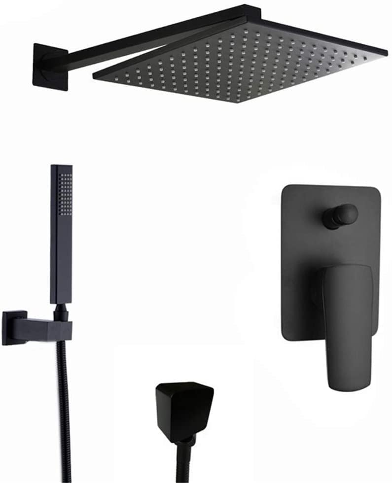 Ensemble de robinet de douche anti-calcaire en laiton noir mat pour rénovation facile
