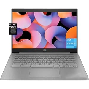 HP Laptop Chromebook 14, procesador Intel Celeron de cuatro núcleos N4500 (> N4020) 4 GB de RAM, 192 GB de almacenamiento, (64 GB eMMC+tarjeta SD de 128 GB) Pantalla HD de 14 pulgadas, Wi-Fi6