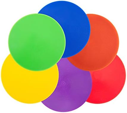 Vhxorrz 9.8" Colored spot Marker 12 Pack, Non-Slip Rubber Agility Markers for Football, Basketball Training Markers, Dance Practice and Drills with Flat Cones Points