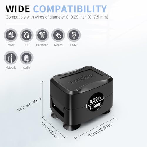 Set de 6 clips magnéticos para cables con 6 ventosas de silicona para organización de cables | Soporte y organizador magnético para cables para hogar, oficina, escritorio, teléfono, auto, pared y mesa de noche miniatura 6