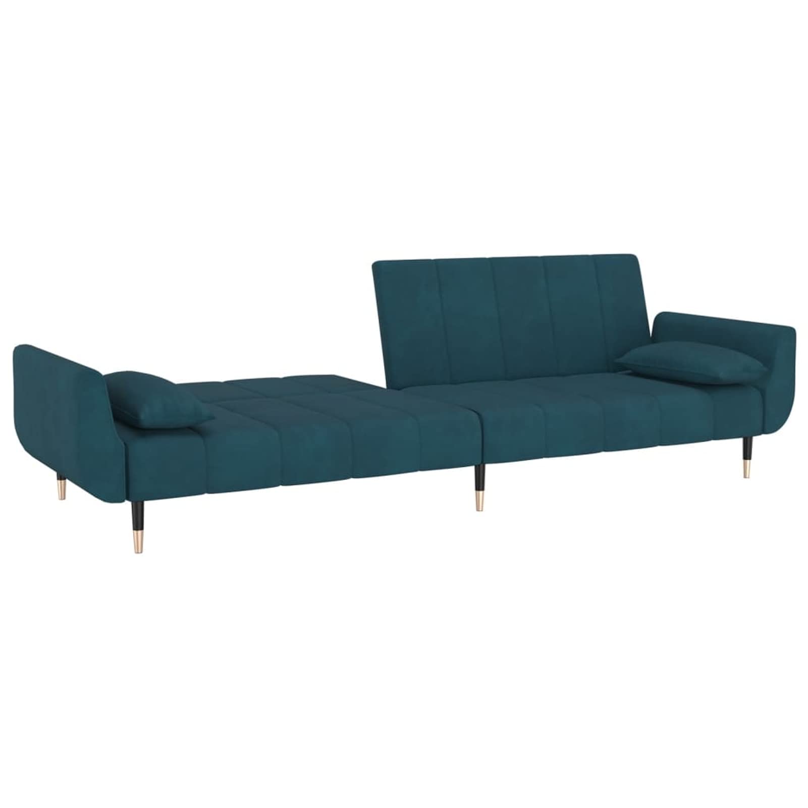 Homgoday Divano Letto a 2 Posti con 2 Cuscini Blu in Velluto, Divano Moderno