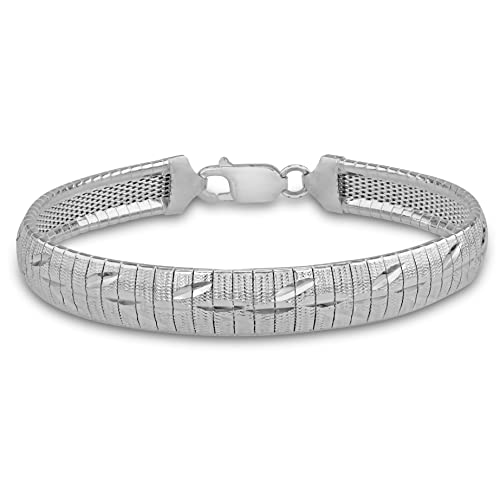 Tuscany Silver Damen Armband Sterling Silber Blatt Gemustert 19cm/7.5zoll