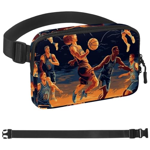 Riñonera cruzada de baloncesto ajustable y manos libres con estampado deportivo multicolor