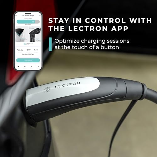Image of Lectron Level 1 Tesla Charger (WiFi) with App Control - 12 Amp, 120V, NEMA 5-15 Plug, 16ft Extension Cable NACS Connector, Portable Home Electric Car EV Charger for All Tesla /NACS Evs