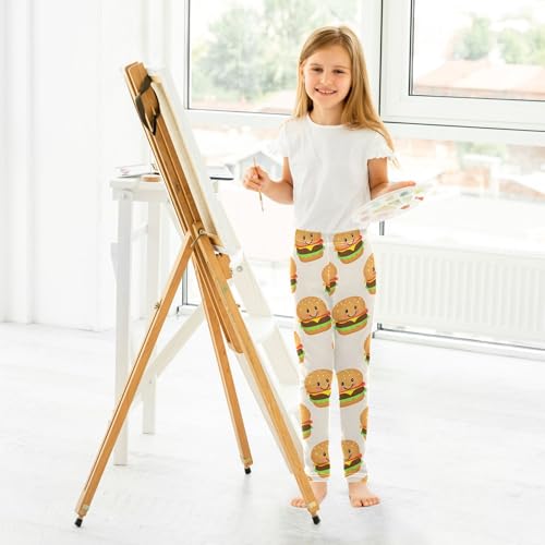 ALAZA Girls' Leggings Children's Yoga Pants Skinny Printed Dance Cute Hamburger Comfortable 4T4