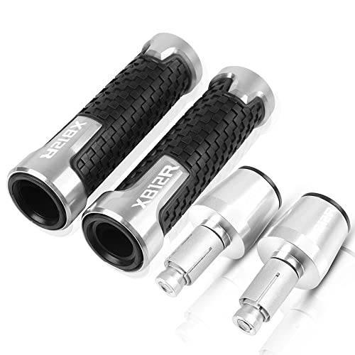 QUNMDYM Grips for Buell XB12 2004-2008 XB12R/XB12Scg/XB12Ss 2009 Motorcycle Handlebar Hand Grips Anti Skid Handle Bar Cap Ends Plug CNC Aluminum Accessories(Silver)