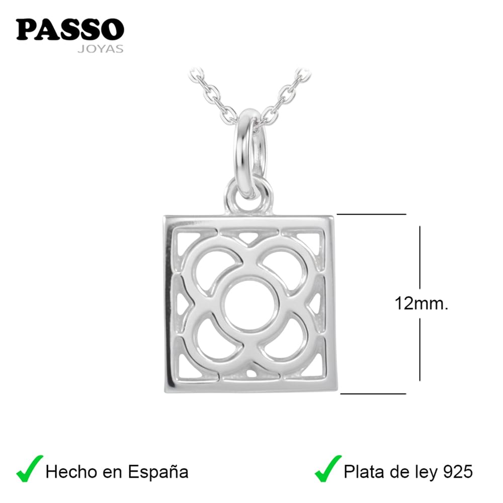 Collar mujer con Panot Flor de Barcelona de plata 925 - Regalo original de la famosa baldosa Barcelona - Este colgante mujer se envía en una cajita para regalar