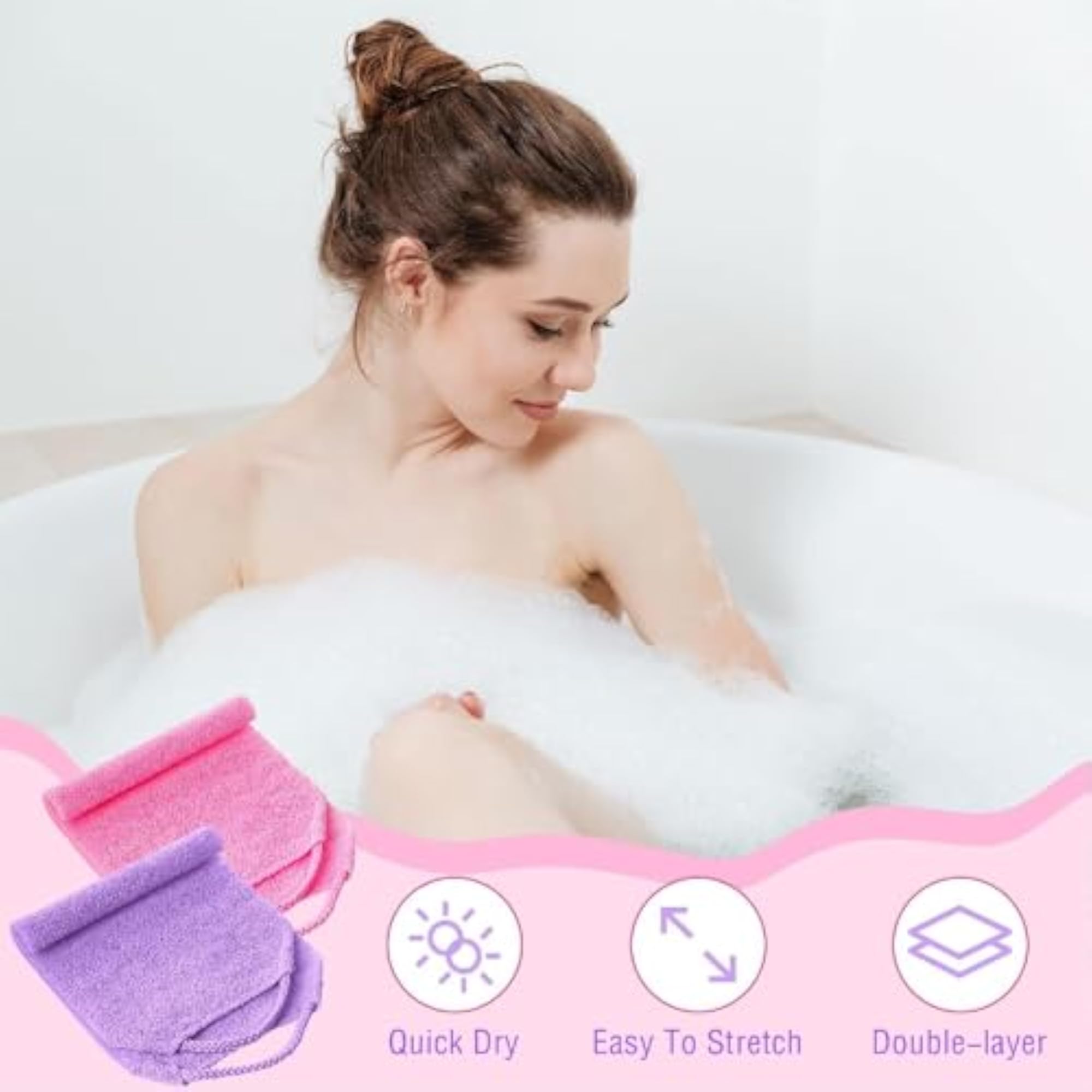 Stretchable Exfoliating Back Scrubber with Handle, Gift for Her