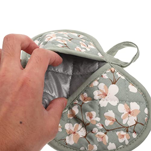 Callaron 2Pcs Heart Shaped Oven Mitts Pot Holders Kitchen Mittens Pinch Mitts Oven Gloves Japanese Baking Gloves (Light Green) #TOP4