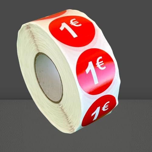Miniatura 9 de Etiquetas De Precio 1 Euro Pack De 1000 Pegatinas Redondos Rojos Adhesivo Desplegable Price Stickers Rebajas Descuentos Oferta Liquidación