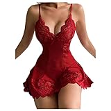 Babydoll Lingerie for Women Sexy Lace Chemise See Through Slutty Lingeris V Neck Nightwear Sheer Wedding Nightie