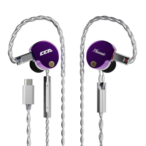 Image of CCA Phoenix In-Ear Monitor Headphones, IEM with Dual Magnetic Dynamic Drivers, High Fidelity Clear Sound & Deep Bass, Full Metal Professional Gaming Earphones (for Musicians & Singers) (Microphone