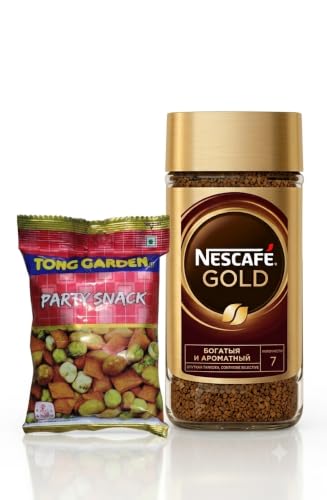 Image of Nescafe Gold Instant Coffee, Rich and Fragrant, By febora, Intensity Level 7, With Free Tong Garden Party Snack, Glass Jar, 190g