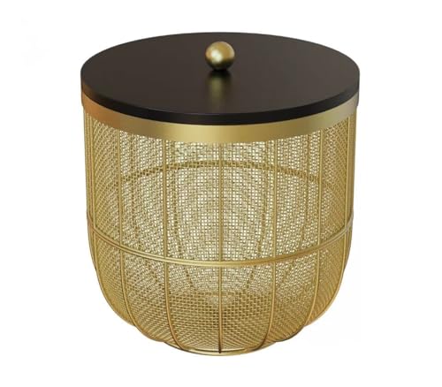 Image of Modern Metal Fruit Basket /Bowl with Lid - Perfect for Fruits, Vegetables, and Home Decor, Durable Design, 22x24cm (Silver (PACK OF 1)) (Gold, large)
