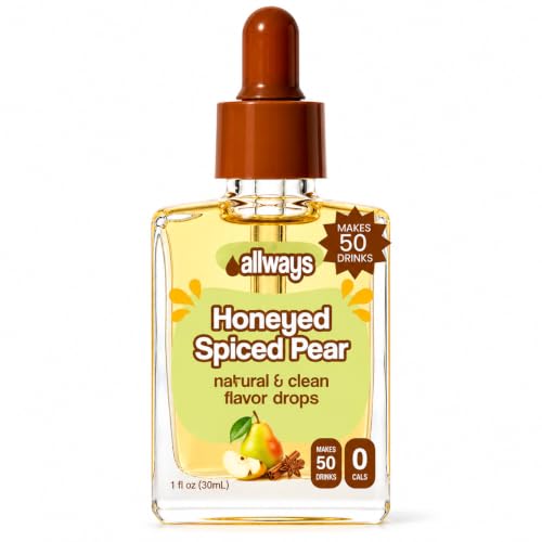 Allways Drops Honeyed Spiced Pear Water Enhancer | Sugar Free | 50 Servings
