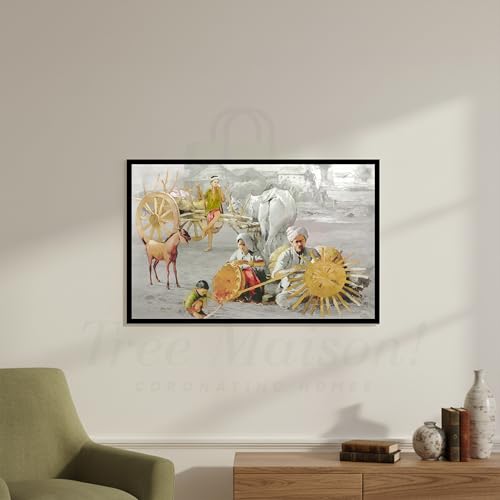Image of TREE MAISON CORONATING HOMES Vastu Village Painting (Poster) Without Frame(33CM x48CM Approx) |Art Wall Painting Frame for Home & Office Decor |Pack of 1