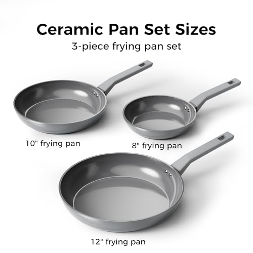 Sanho 8'' 10'' 12'' NonStick Frying Pan, Diamond-Titanium Ceramic Frying Pans Skillet, Non Stick Egg Pans with Stay Cool Handle for Induction, Dishwasher & Oven Safe, PTFE & PFOA Free, Non Toxic - Image 2