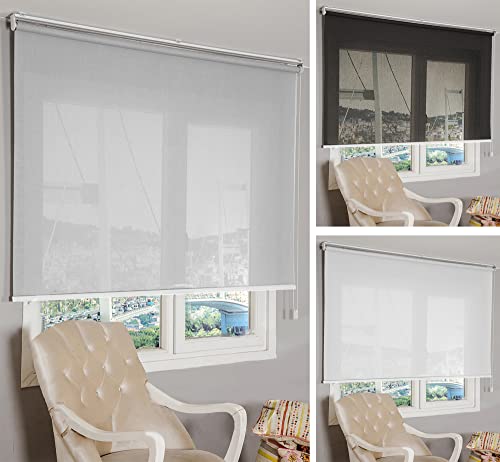 Pale Grey Sunscreen Magic Roller Blind, Many Sizes/Colours, 120cm (47.2") Wide by 200cm (78") Drop