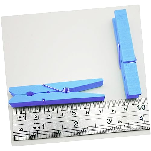 LIFKICH 30Pcs Sky Blue Wooden Clothespins Clothes Pegs for Hanging Laundry Crafts and More for Outdoor Use and Home Organization