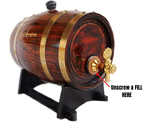 LUXURY Premium OAK “Aged Sensations” (3 Liter) Home Whiskey Barrel Dispenser for Liquor, Wine, Spirits, and Beer! Holds ENTIRE Bottle/Handle